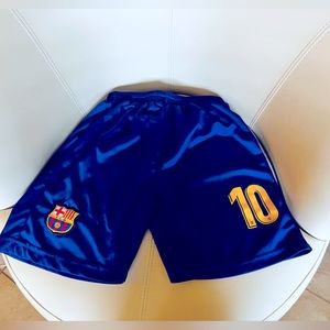Messi Barcelona blue navy boy soccer shorts Youth Large ( size 30)